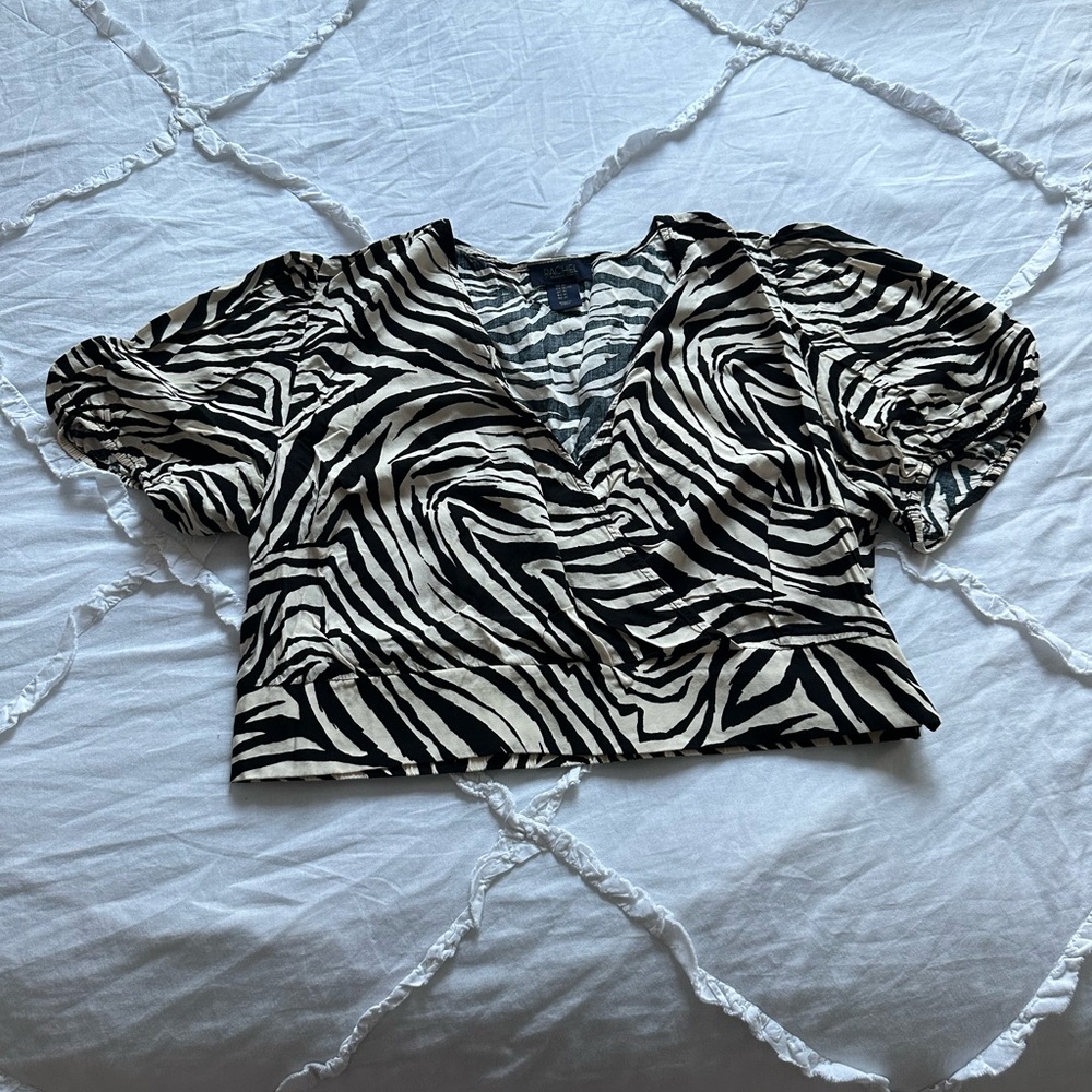 Zebra Print Puff Sleeve Top